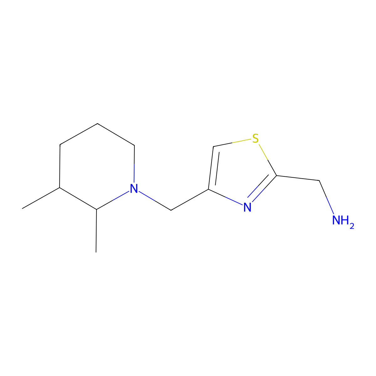 (4-((2,3-Dimethylpiperidin-1-yl)methyl)thiazol-2-yl)methanamine molecular structure, CAS 1247144-66-6