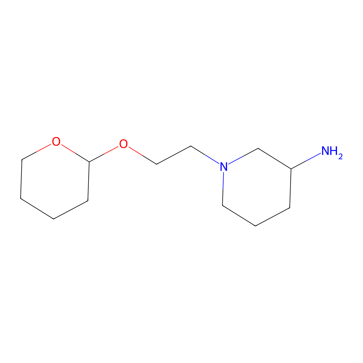 1-[2-(Oxan-2-yloxy)ethyl]piperidin-3-amine molecular structure, CAS 1247144-70-2
