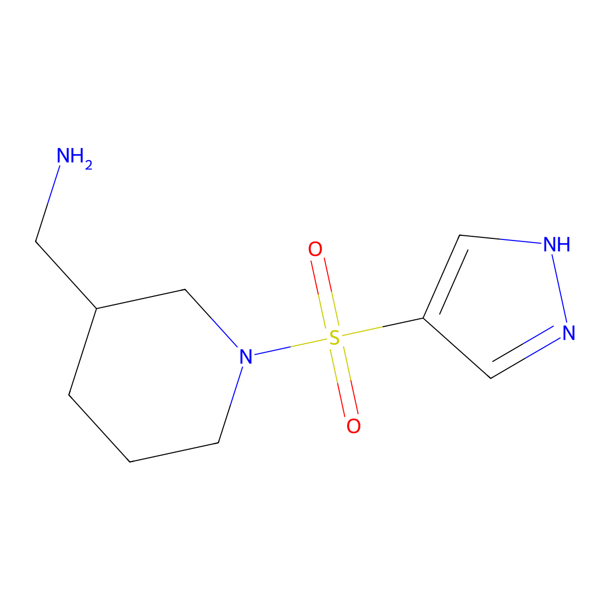 [1-(1H-pyrazole-4-sulfonyl)piperidin-3-yl]methanamine molecular structure, CAS 1247145-07-8