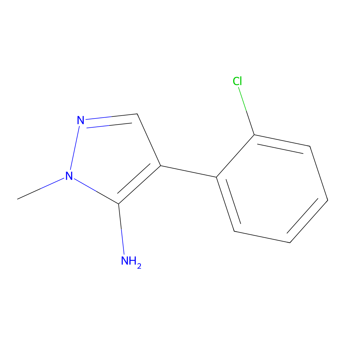 4-(2-Chlorophenyl)-1-methyl-1H-pyrazol-5-amine molecular structure, CAS 1247145-10-3