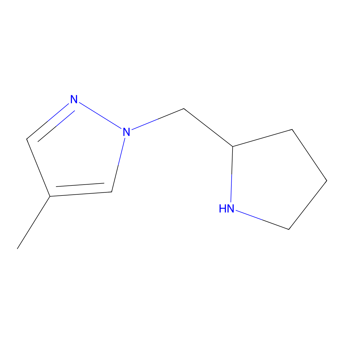 4-methyl-1-(pyrrolidin-2-ylmethyl)-1H-pyrazole molecular structure, CAS 1247146-12-8