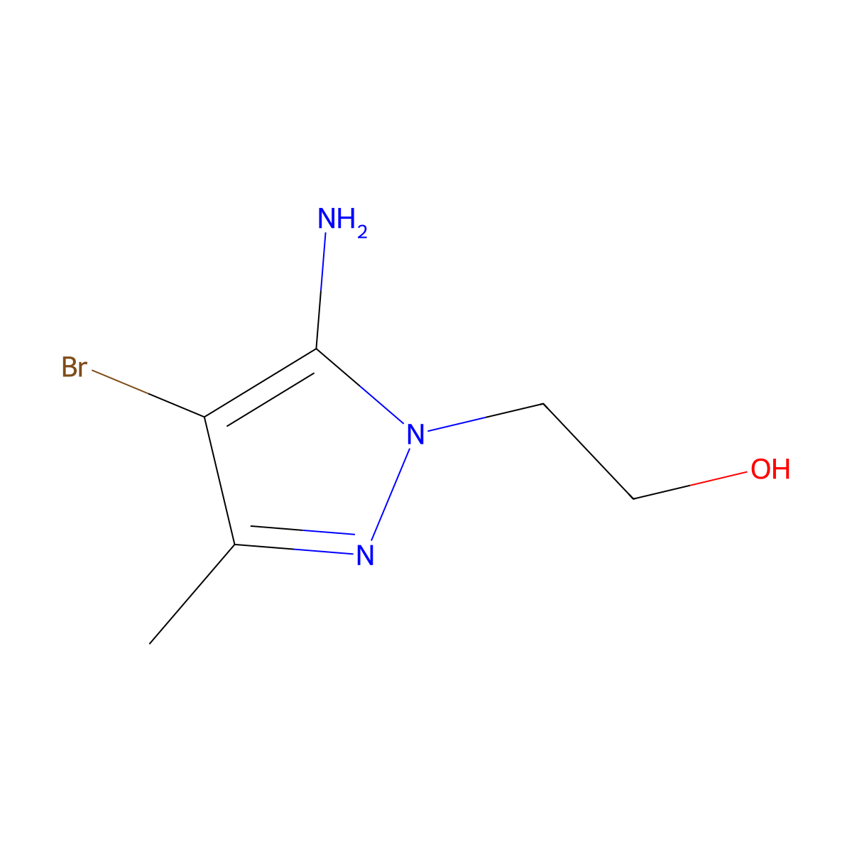 2-(5-amino-4-bromo-3-methyl-1H-pyrazol-1-yl)ethan-1-ol molecular structure, CAS 1247150-24-8