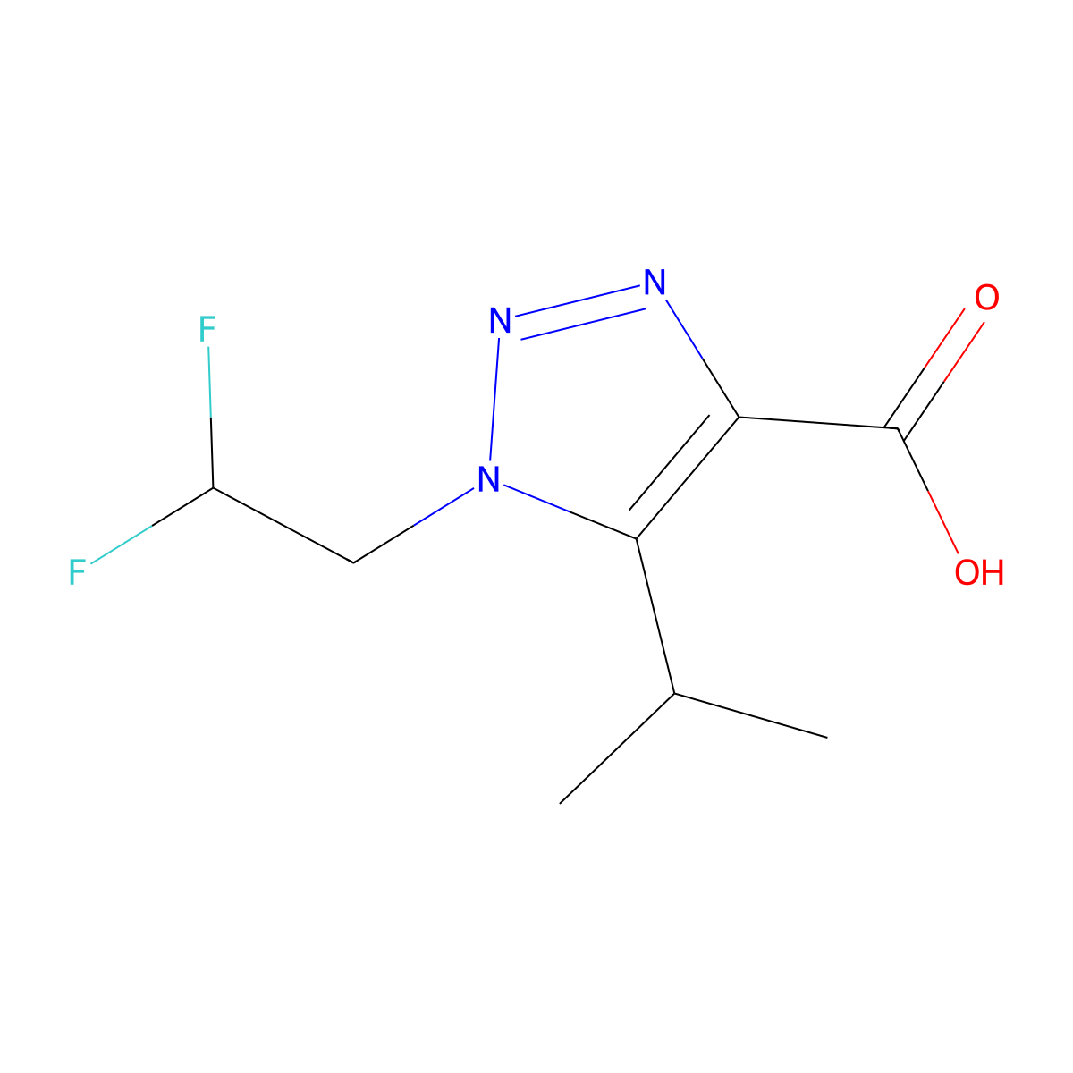 1-(2,2-Difluoroethyl)-5-isopropyl-1h-1,2,3-triazole-4-carboxylic acid molecular structure, CAS 1247151-11-6