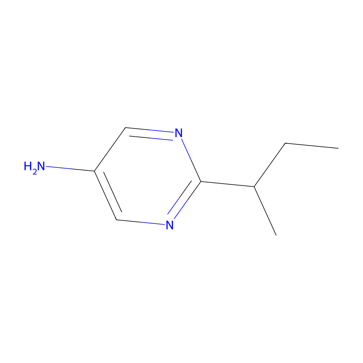 2-(Butan-2-yl)pyrimidin-5-amine molecular structure, CAS 1247151-56-9