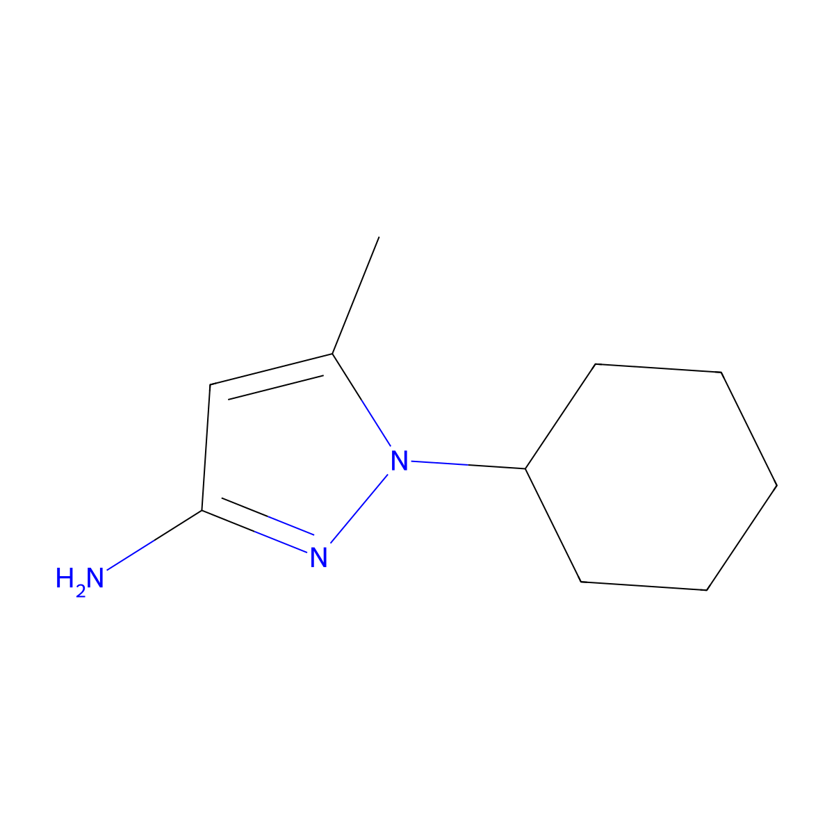 1-cyclohexyl-5-methyl-1H-pyrazol-3-amine molecular structure, CAS 1247153-94-1