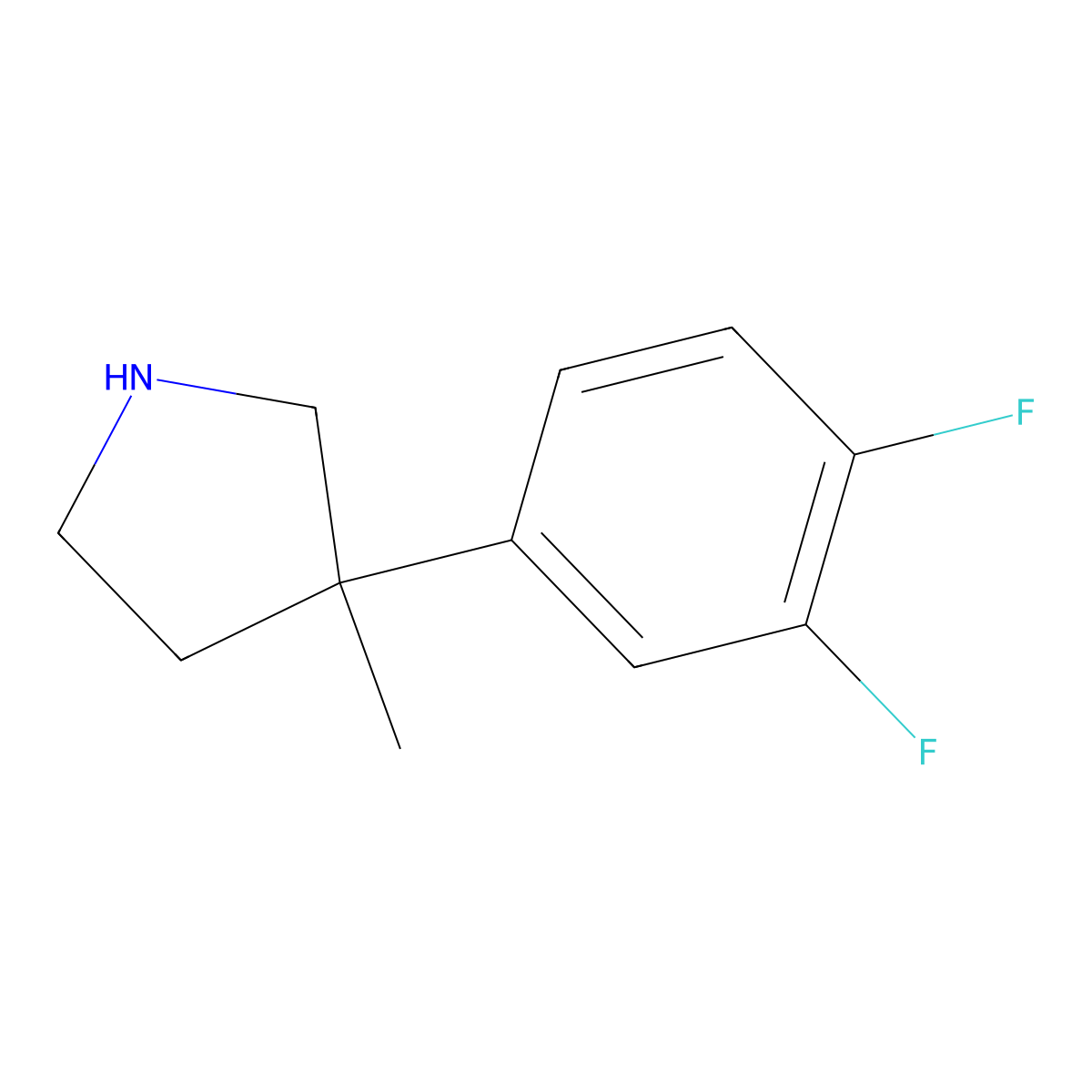 3-(3,4-Difluorophenyl)-3-methylpyrrolidine molecular structure, CAS 1247155-91-4