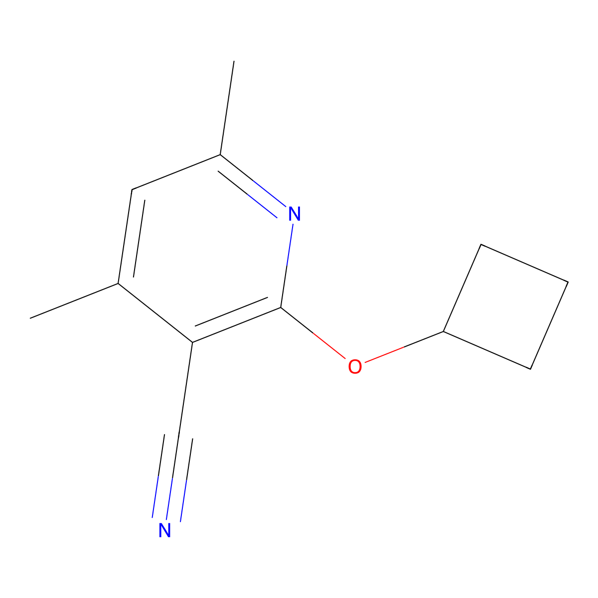 2-Cyclobutoxy-4,6-dimethylpyridine-3-carbonitrile molecular structure, CAS 1247157-16-9
