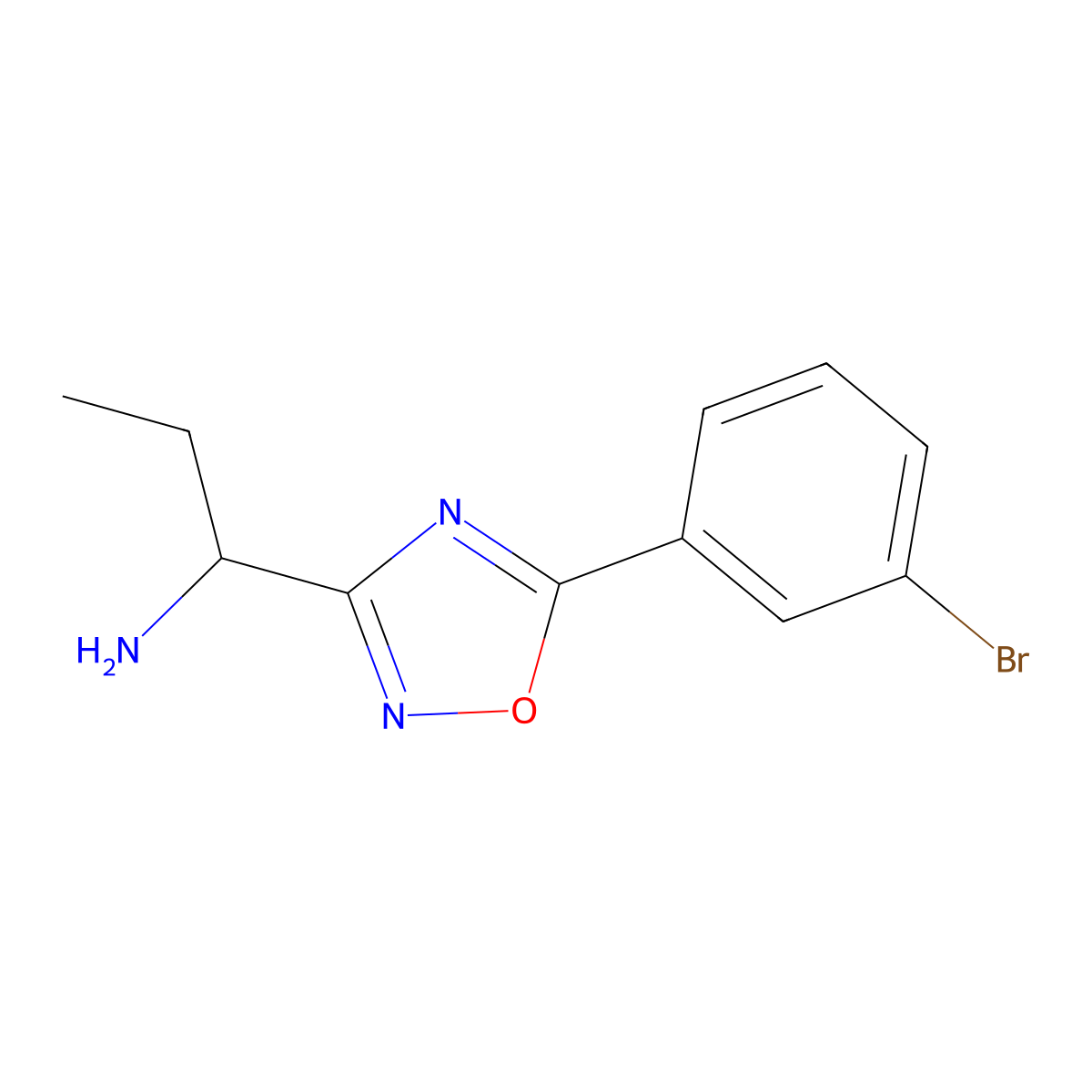 1-[5-(3-Bromophenyl)-1,2,4-oxadiazol-3-yl]propan-1-amine molecular structure, CAS 1247157-72-7