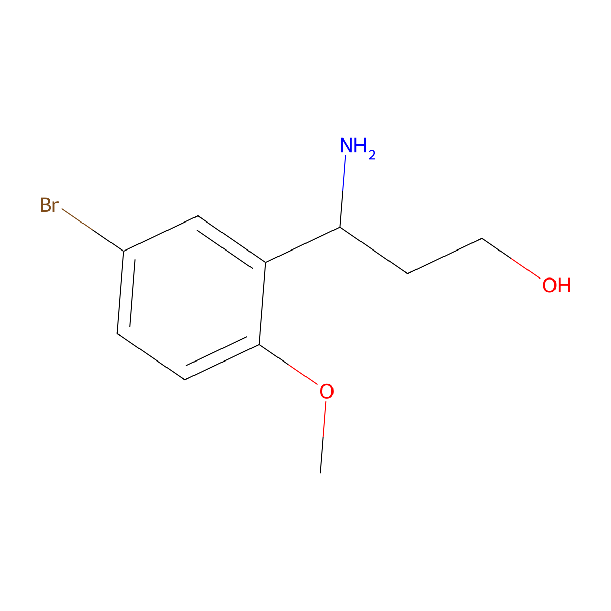 3-Amino-3-(5-bromo-2-methoxyphenyl)propan-1-ol molecular structure, CAS 1247159-59-6