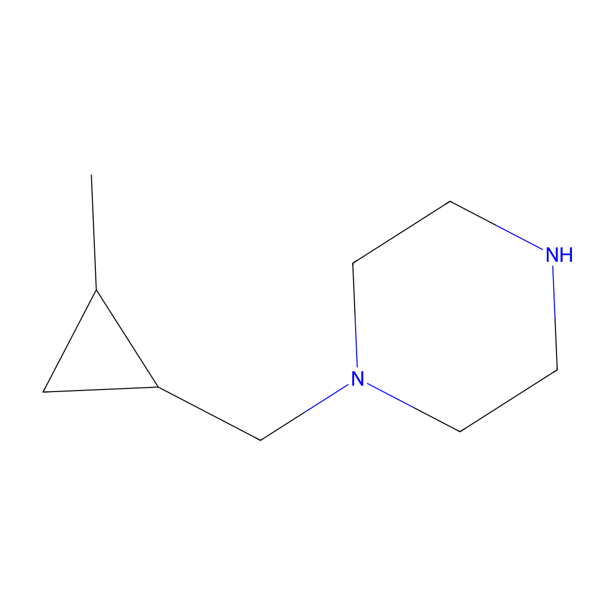 1-[(2-Methylcyclopropyl)methyl]piperazine molecular structure, CAS 1247161-80-3