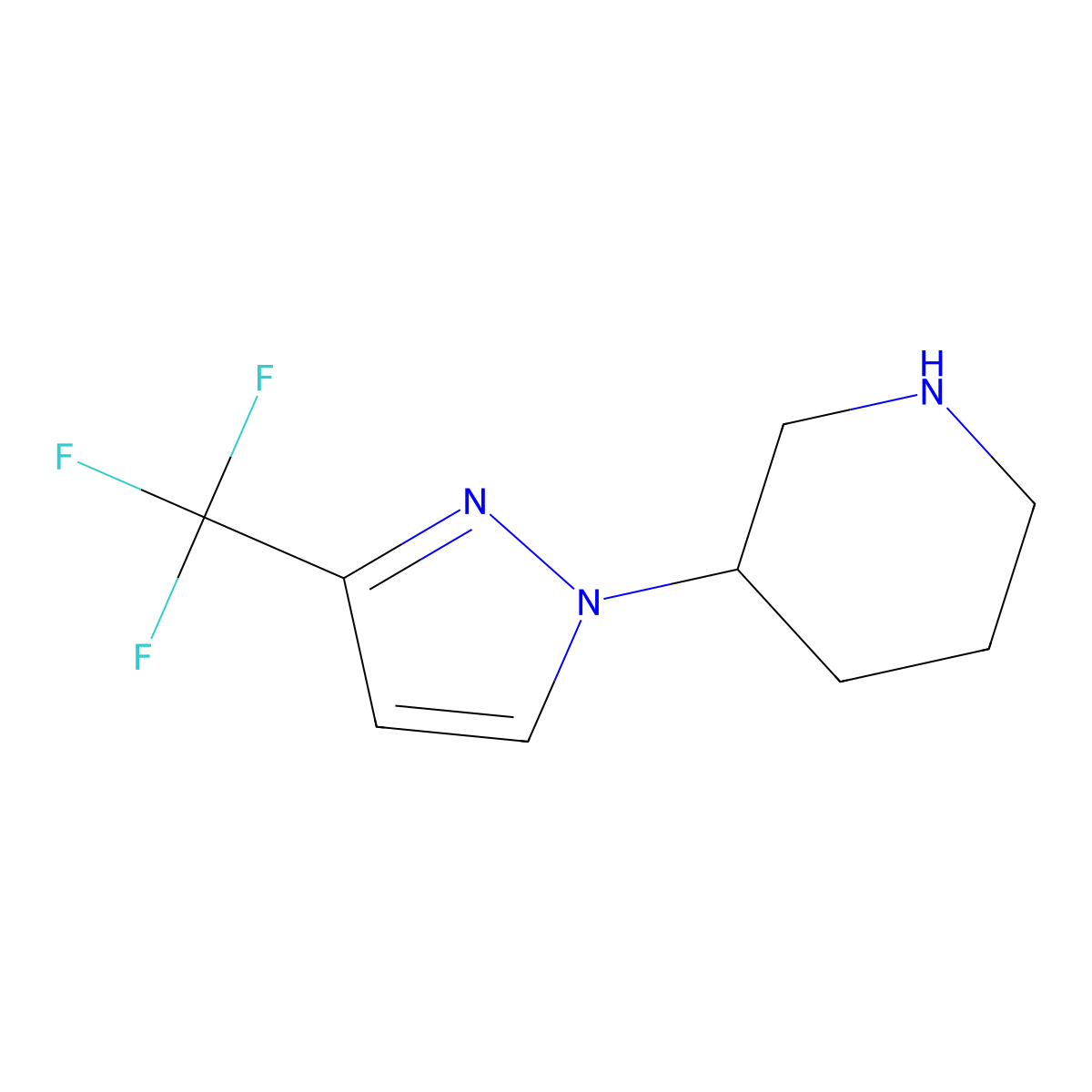 3-(3-(trifluoromethyl)-1H-pyrazol-1-yl)piperidine molecular structure, CAS 1247165-32-7