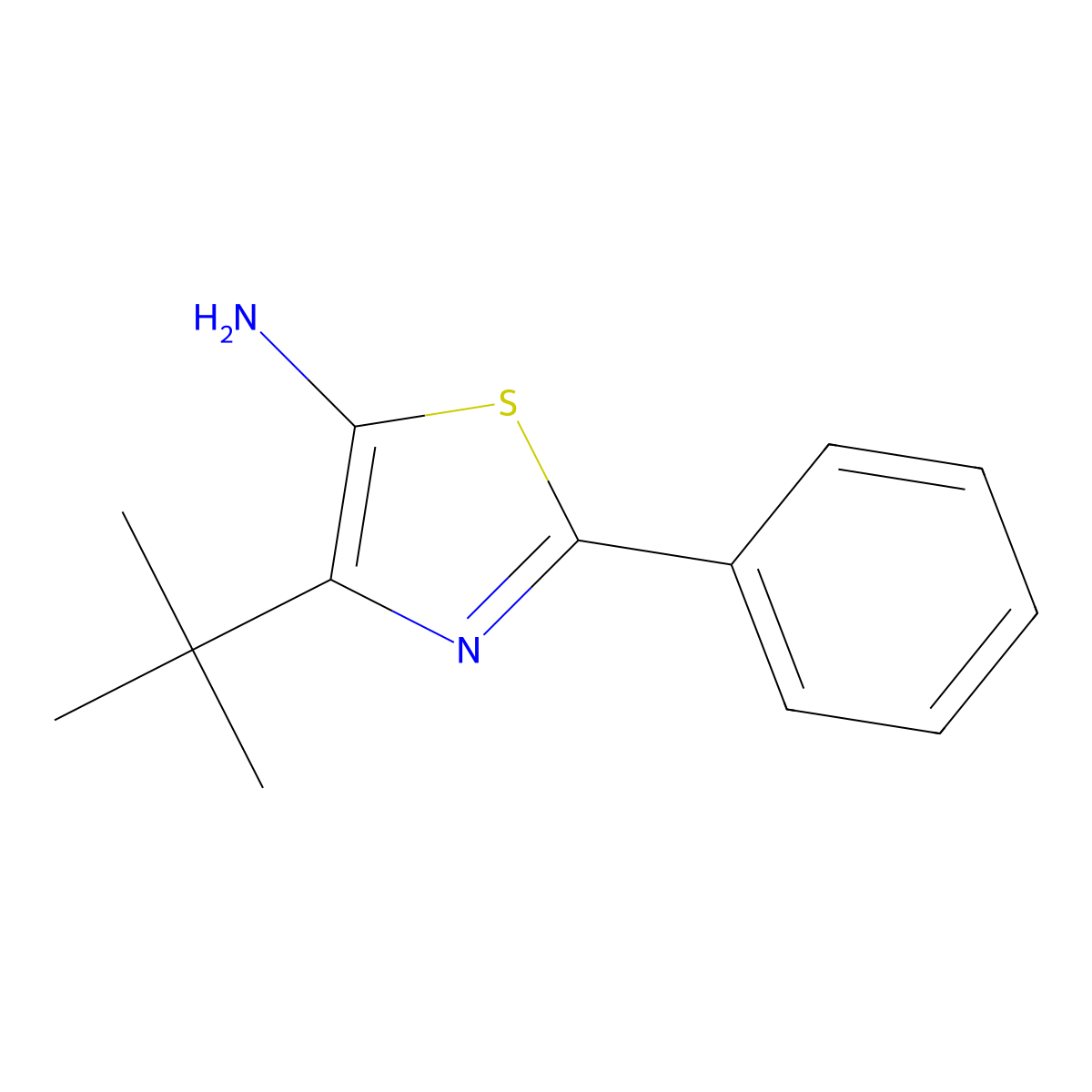 4-Tert-butyl-2-phenyl-1,3-thiazol-5-amine molecular structure, CAS 1247165-74-7