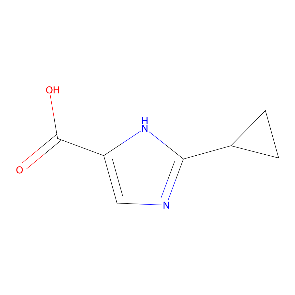 2-cyclopropyl-1H-imidazole-5-carboxylic acid molecular structure, CAS 1247167-29-8