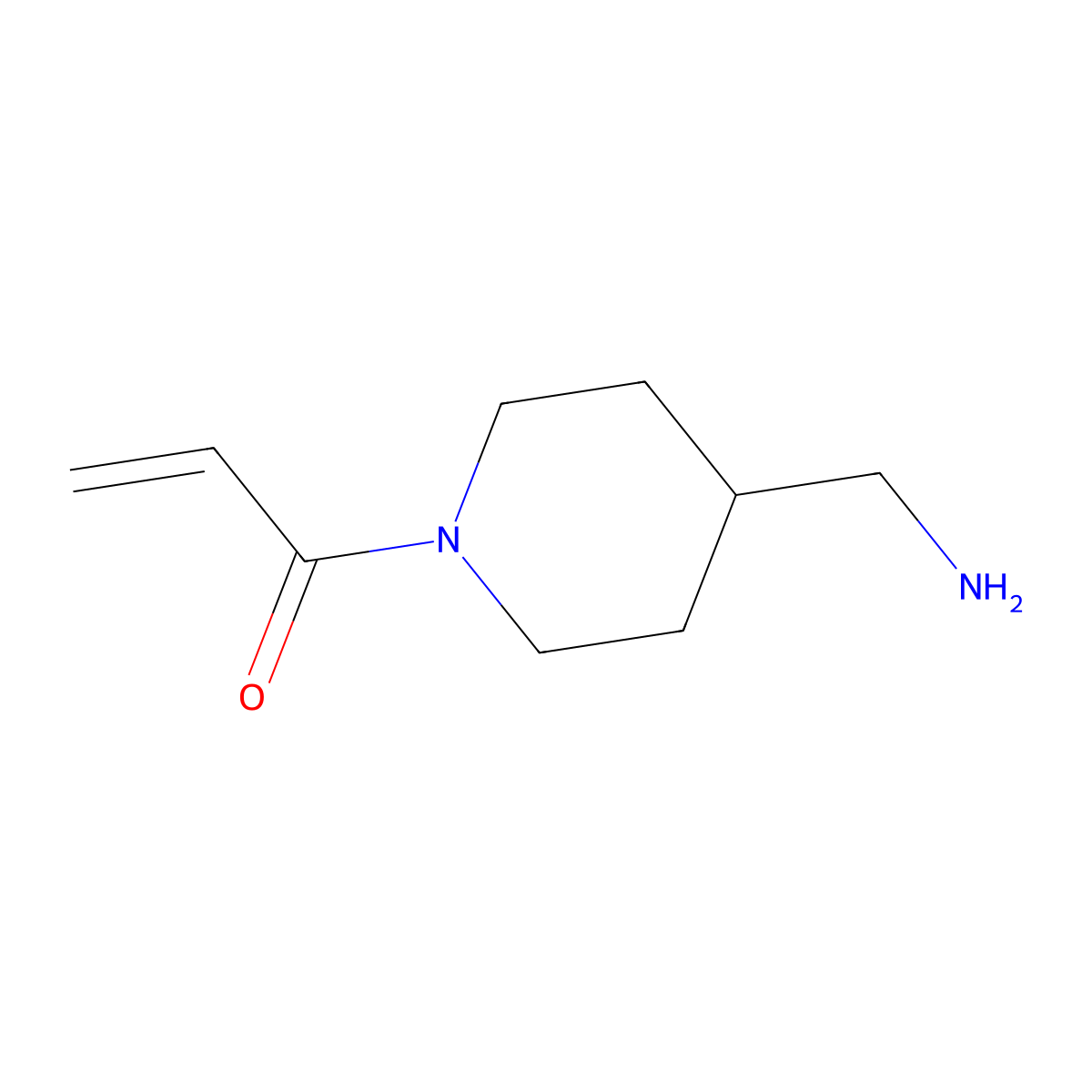 1-(4-(Aminomethyl)piperidin-1-yl)prop-2-en-1-one molecular structure, CAS 1247169-68-1
