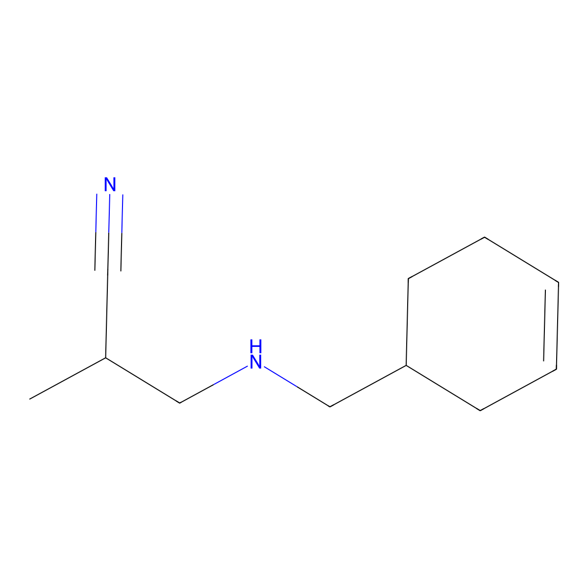 3-{[(Cyclohex-3-en-1-yl)methyl]amino}-2-methylpropanenitrile molecular structure, CAS 1247179-27-6