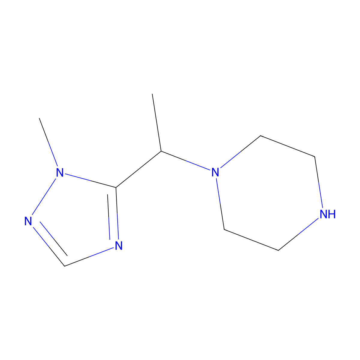 1-(1-(1-Methyl-1h-1,2,4-triazol-5-yl)ethyl)piperazine molecular structure, CAS 1247184-61-7