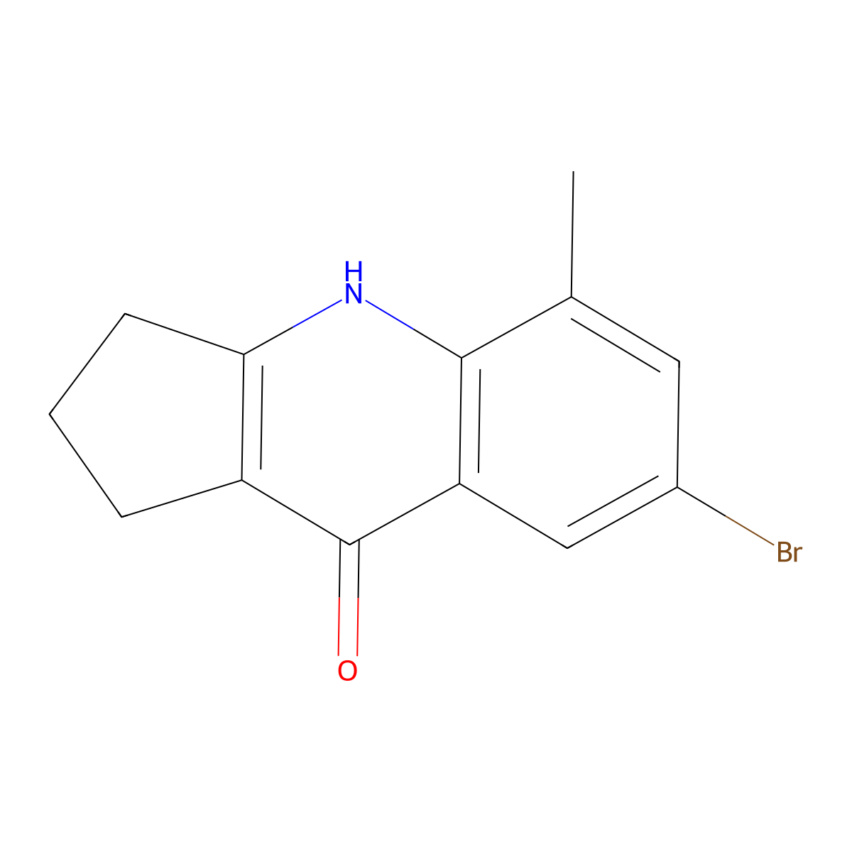 7-bromo-5-methyl-1H,2H,3H,4H,9H-cyclopenta(b)quinolin-9-one molecular structure, CAS 1247186-14-6