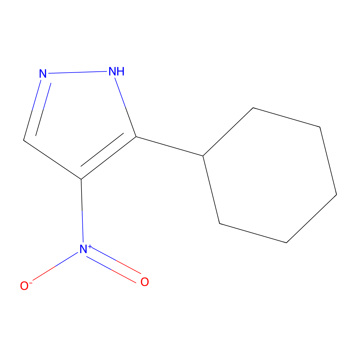 3-cyclohexyl-4-nitro-1H-pyrazole molecular structure, CAS 1247187-59-2