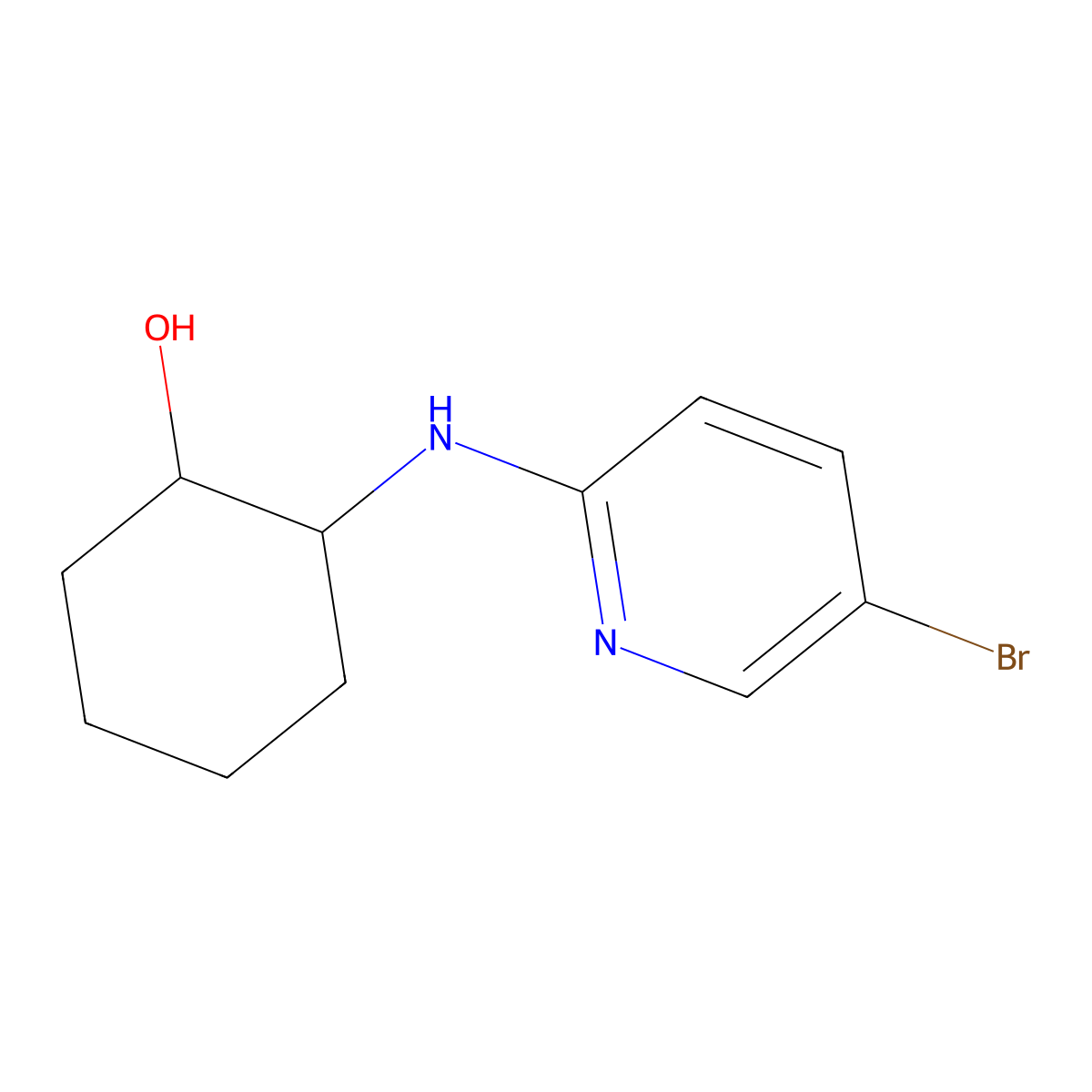 2-[(5-Bromopyridin-2-yl)amino]cyclohexan-1-ol molecular structure, CAS 1247187-93-4