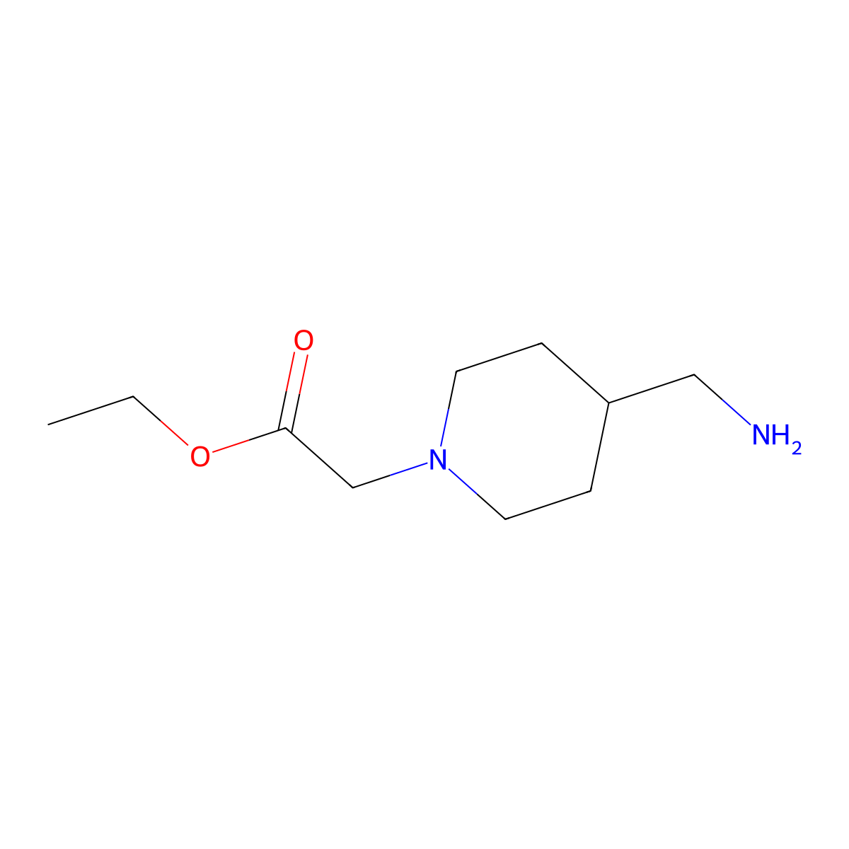 Ethyl 2-[4-(aminomethyl)piperidin-1-yl]acetate molecular structure, CAS 1247189-13-4