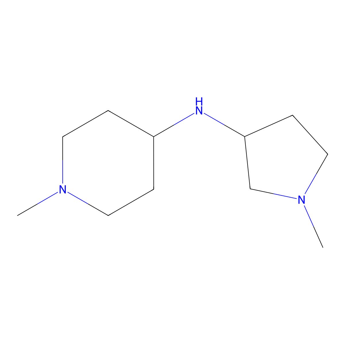1-methyl-N-(1-methylpyrrolidin-3-yl)piperidin-4-amine molecular structure, CAS 1247193-34-5