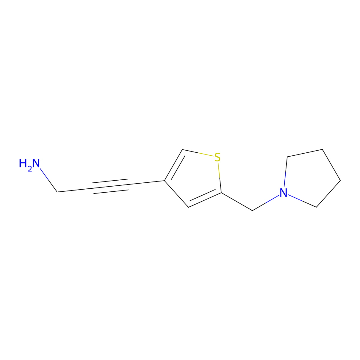 3-(5-(Pyrrolidin-1-ylmethyl)thiophen-3-yl)prop-2-yn-1-amine molecular structure, CAS 1247194-64-4