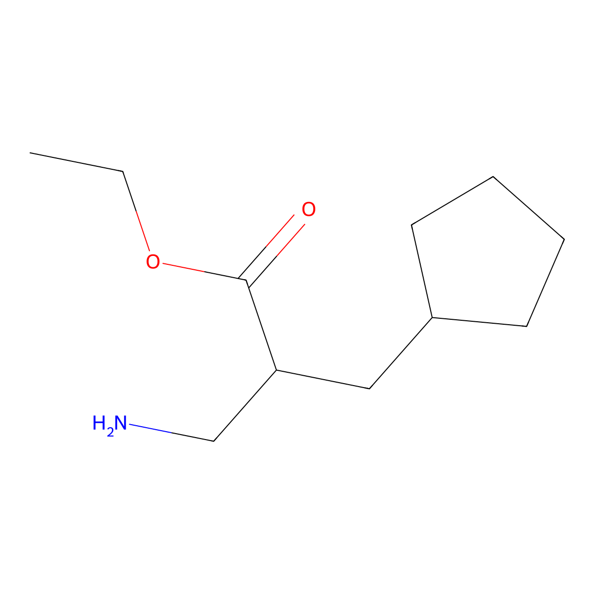 Ethyl 3-amino-2-(cyclopentylmethyl)propanoate molecular structure, CAS 1247195-02-3