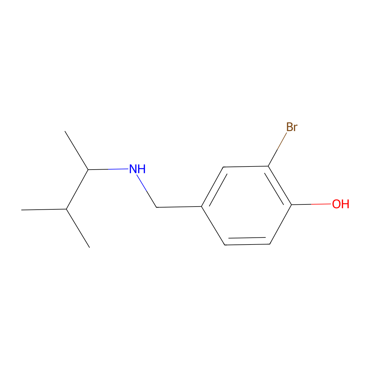 2-Bromo-4-{[(3-methylbutan-2-yl)amino]methyl}phenol molecular structure, CAS 1247196-82-2