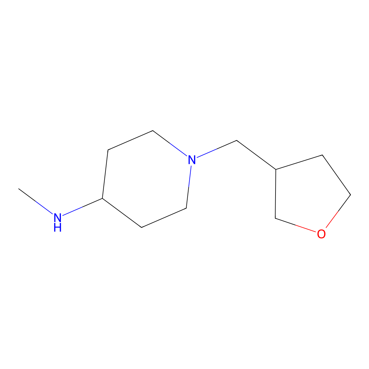 N-methyl-1-(oxolan-3-ylmethyl)piperidin-4-amine molecular structure, CAS 1247197-28-9