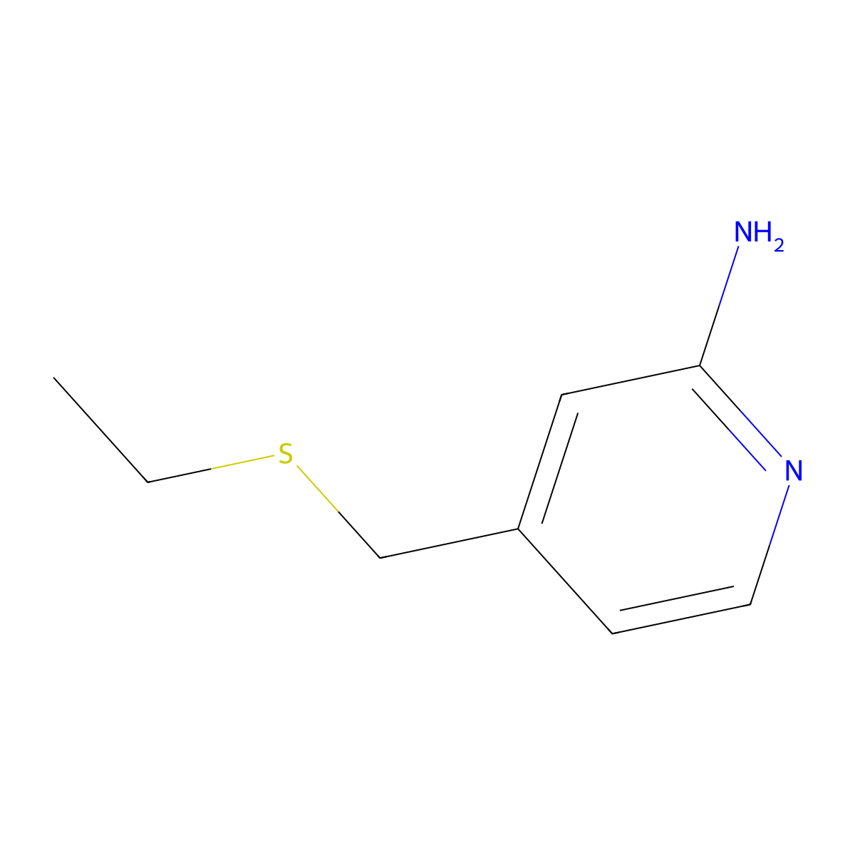 4-[(Ethylsulfanyl)methyl]pyridin-2-amine molecular structure, CAS 1247197-32-5