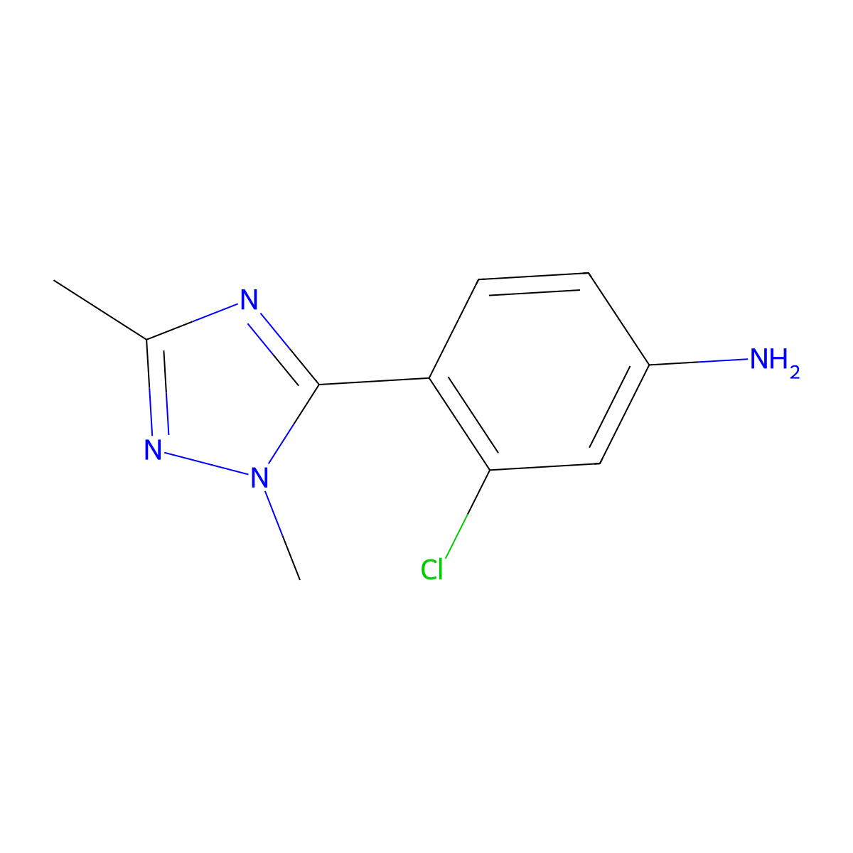3-Chloro-4-(1,3-dimethyl-1h-1,2,4-triazol-5-yl)aniline molecular structure, CAS 1247197-42-7