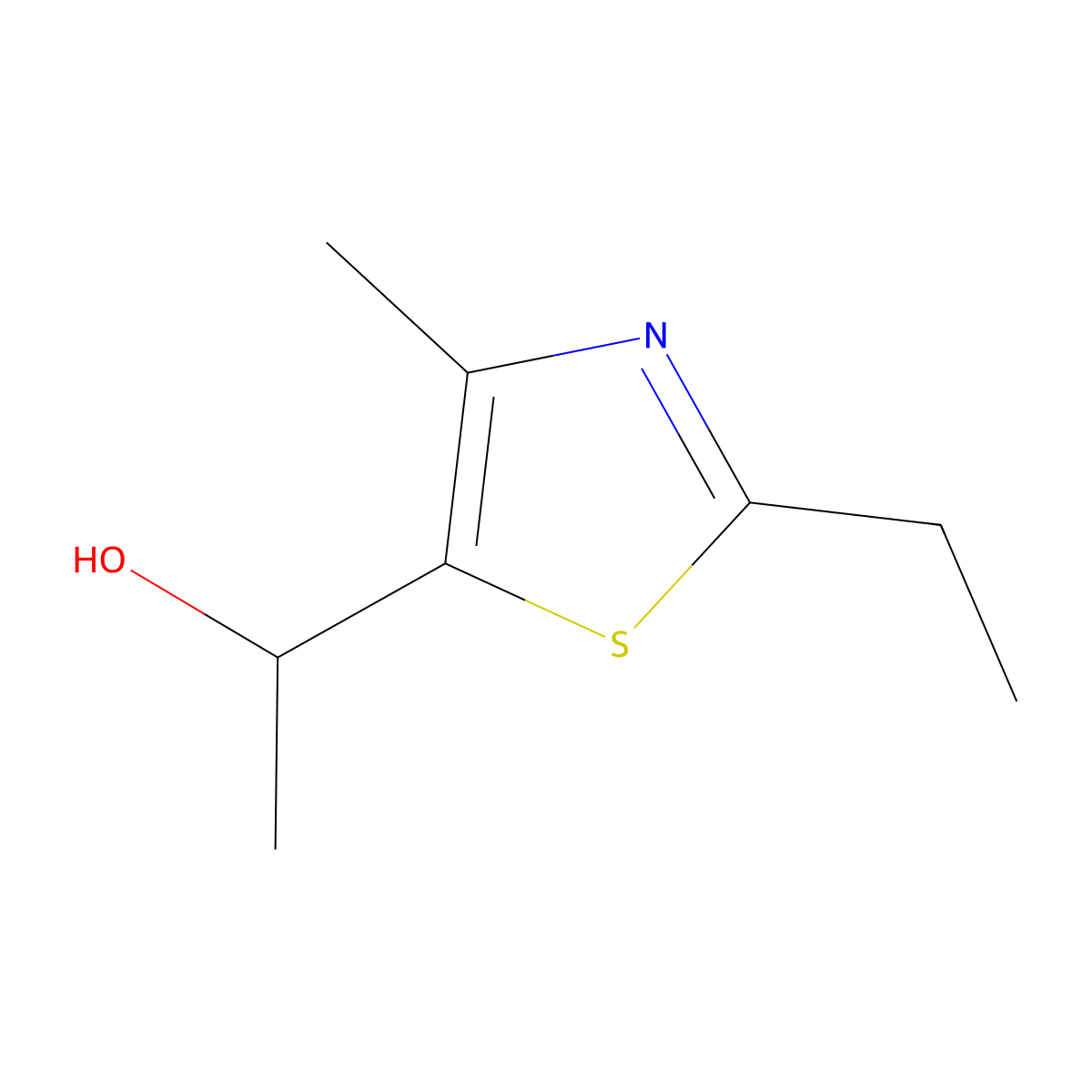 1-(2-Ethyl-4-methyl-1,3-thiazol-5-yl)ethan-1-ol molecular structure, CAS 1247198-05-5