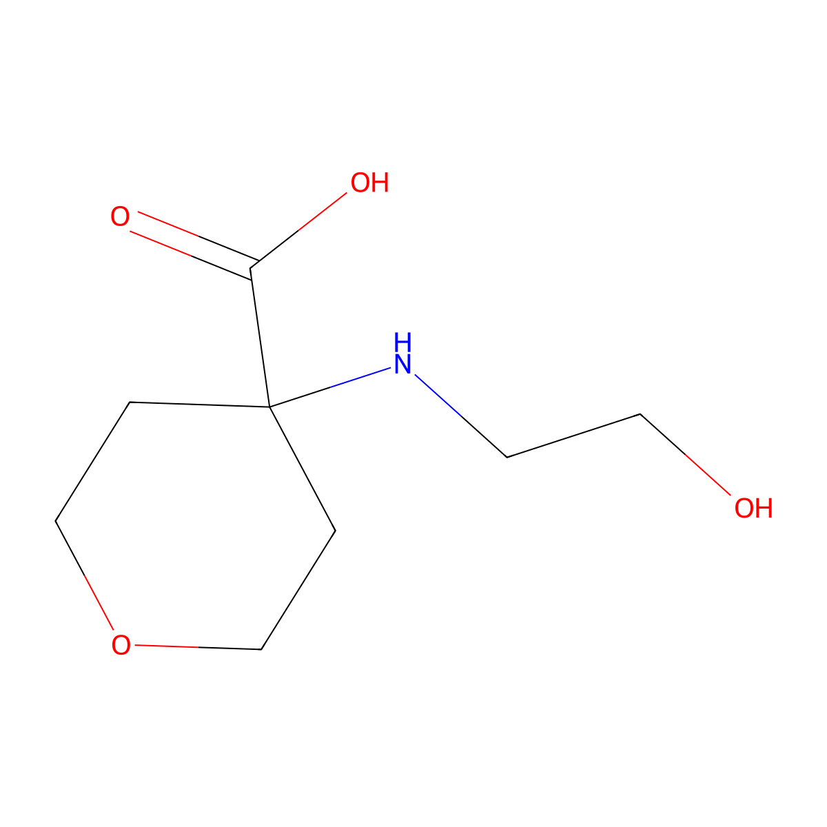 4-[(2-Hydroxyethyl)amino]oxane-4-carboxylic acid molecular structure, CAS 1247201-72-4