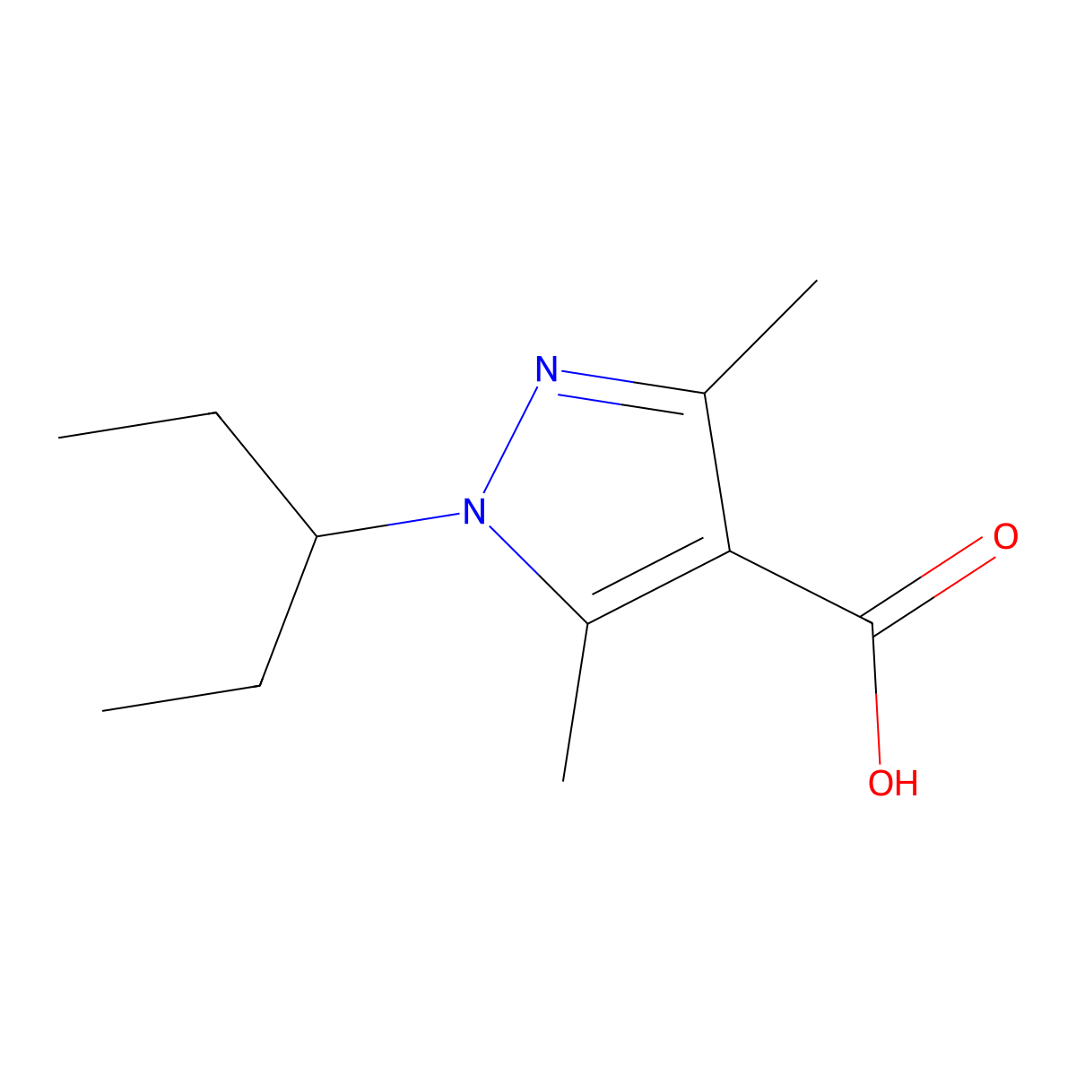 3,5-Dimethyl-1-(pentan-3-yl)-1h-pyrazole-4-carboxylic acid molecular structure, CAS 1247209-10-4