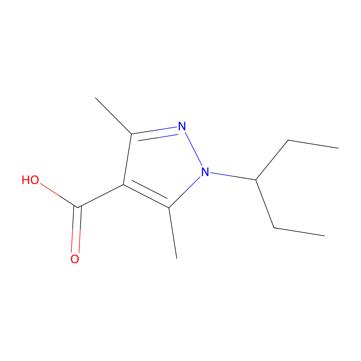 3,5-Dimethyl-1-(pentan-3-yl)-1h-pyrazole-4-carboxylic acid molecular structure, CAS 1247209-10-4