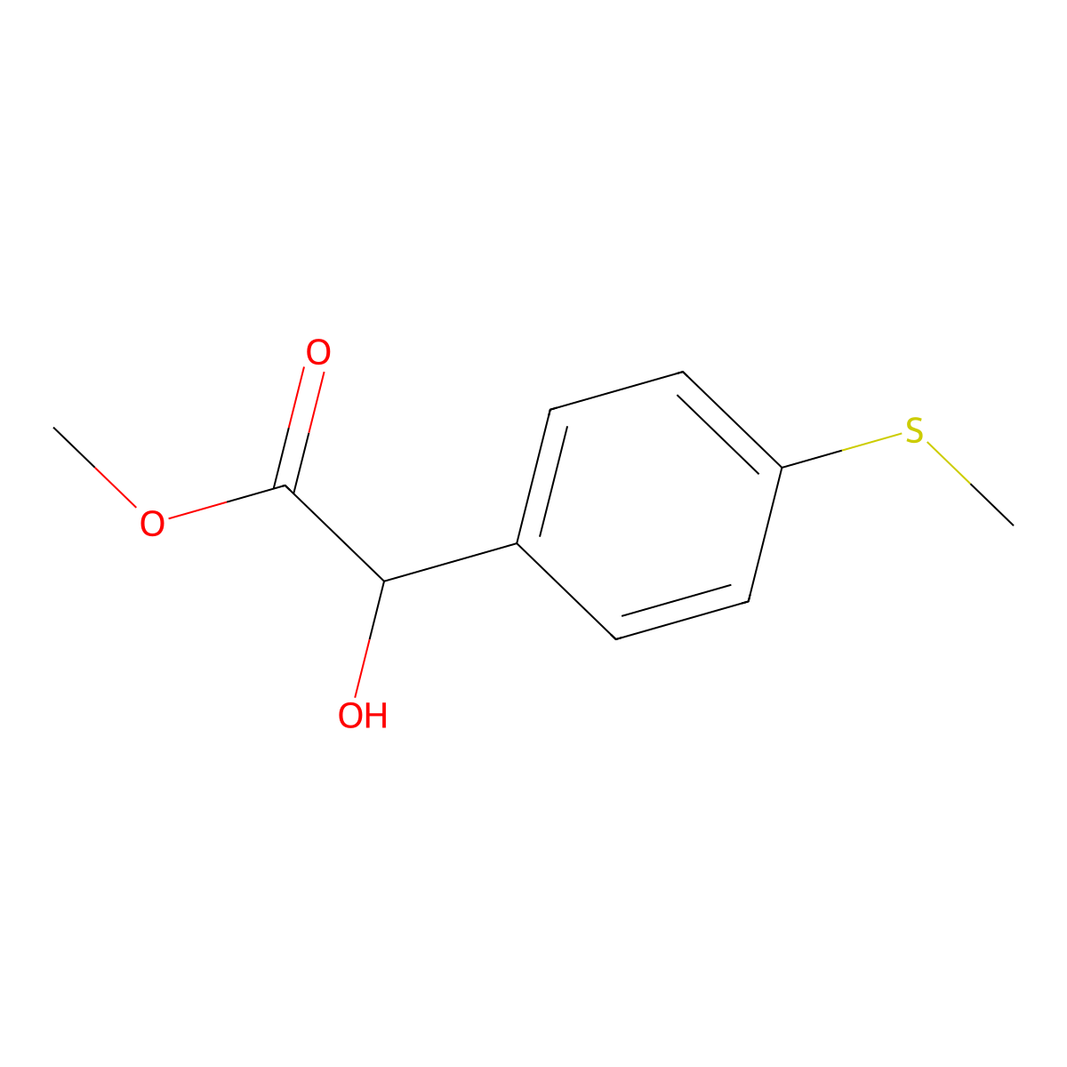 Methyl 2-hydroxy-2-[4-(methylsulfanyl)phenyl]acetate molecular structure, CAS 1247211-09-1