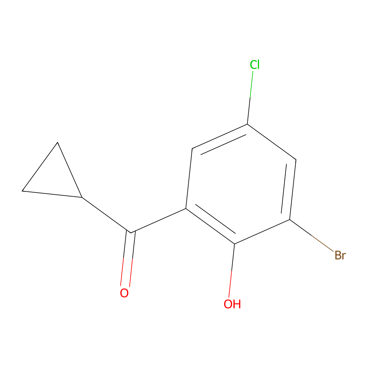 2-Bromo-4-chloro-6-cyclopropanecarbonylphenol molecular structure, CAS 1247211-56-8