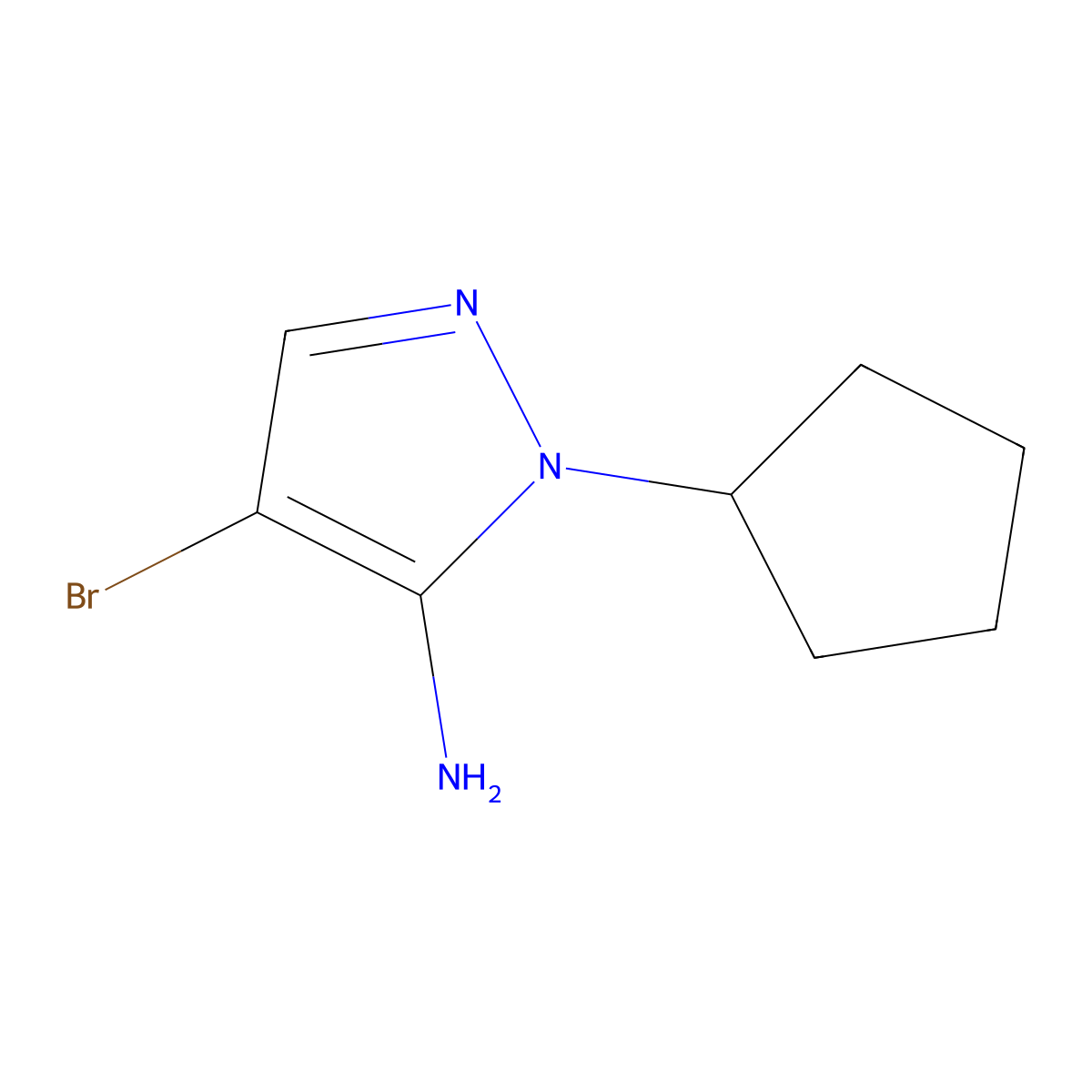 4-bromo-1-cyclopentyl-1H-pyrazol-5-amine molecular structure, CAS 1247212-18-5