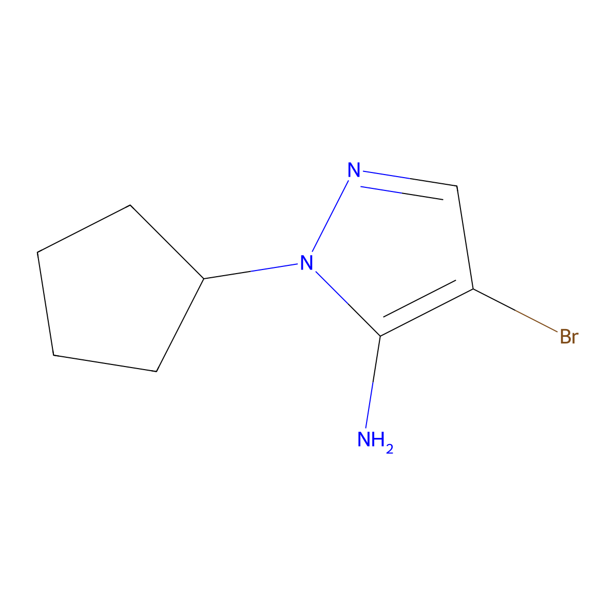 4-bromo-1-cyclopentyl-1H-pyrazol-5-amine molecular structure, CAS 1247212-18-5