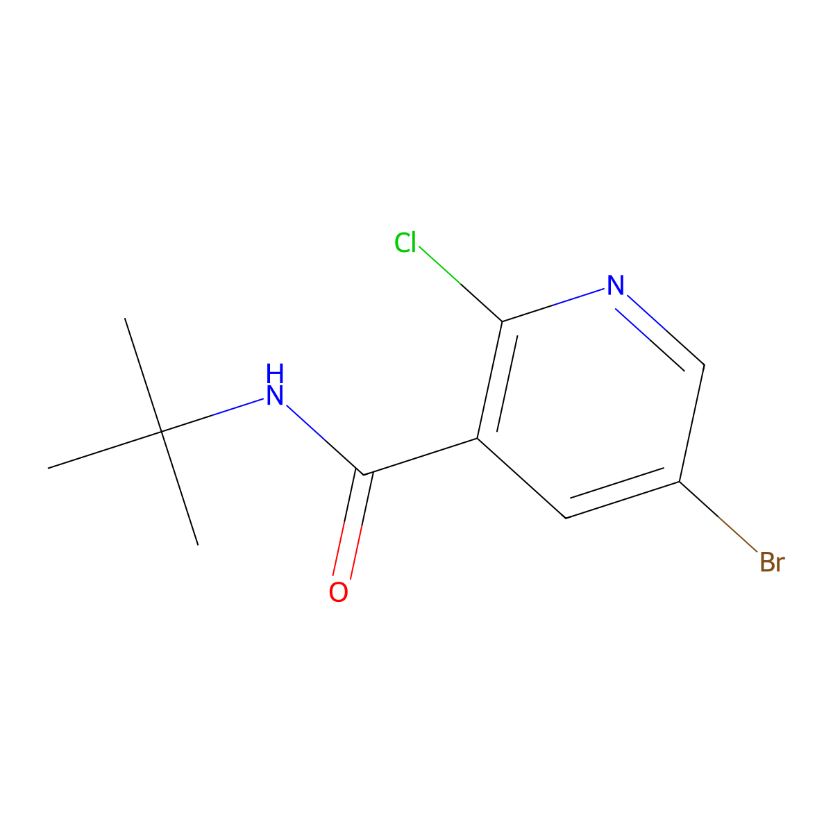 5-bromo-N-tert-butyl-2-chloropyridine-3-carboxamide molecular structure, CAS 1247217-76-0