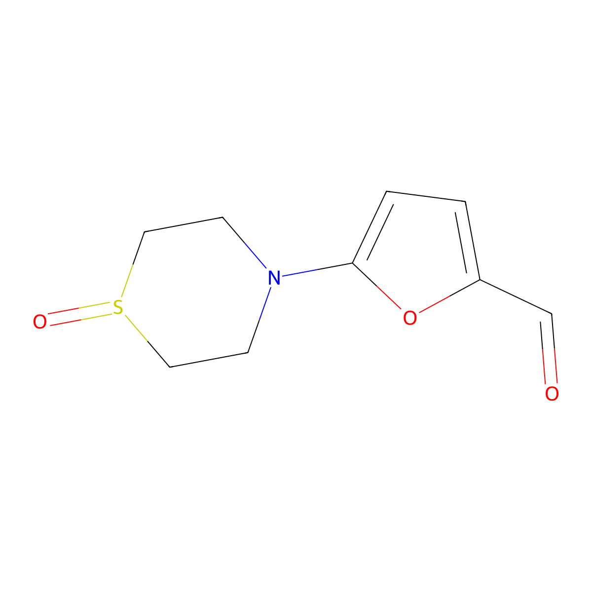 5-(1-Oxo-1lambda4-thiomorpholin-4-yl)furan-2-carbaldehyde molecular structure, CAS 1247221-30-2