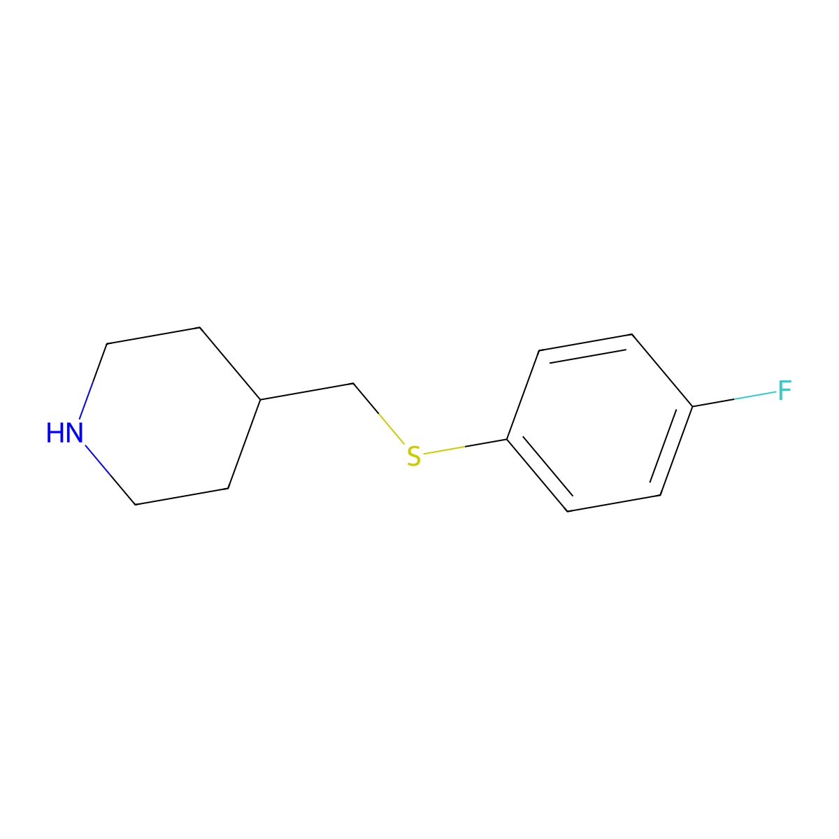 4-{[(4-Fluorophenyl)sulfanyl]methyl}piperidine molecular structure, CAS 1247221-51-7