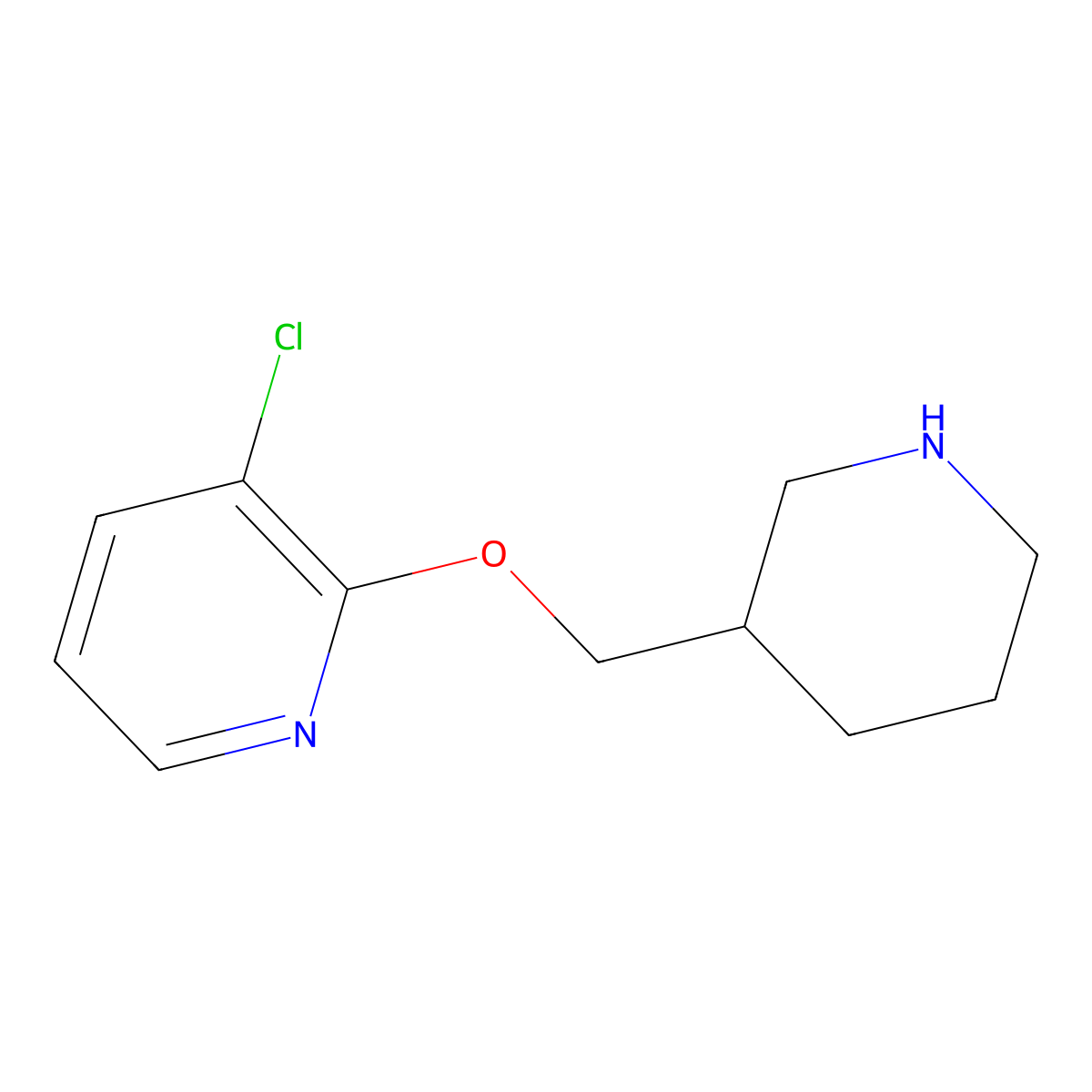 3-Chloro-2-(piperidin-3-ylmethoxy)pyridine molecular structure, CAS 1247221-53-9