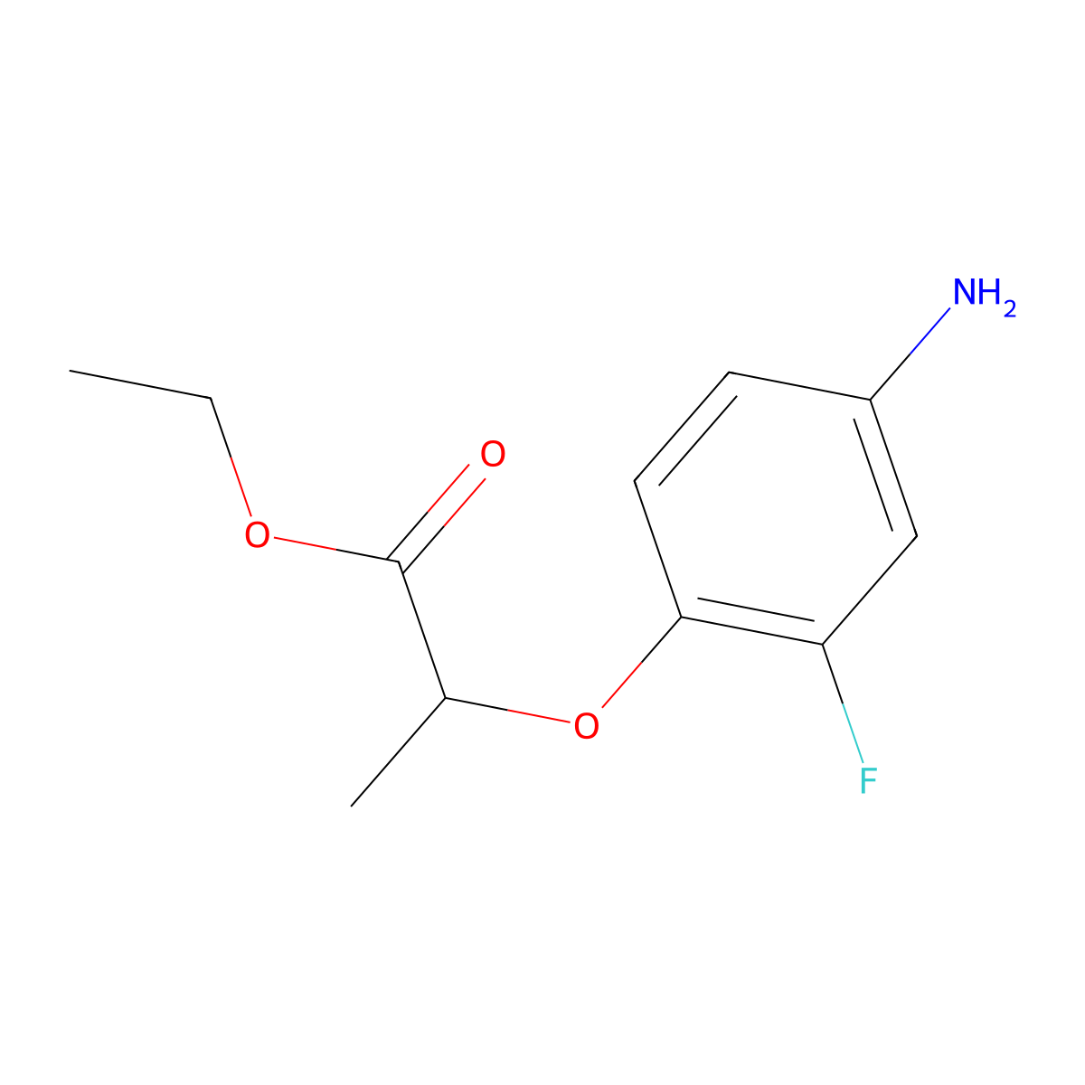 Ethyl 2-(4-amino-2-fluorophenoxy)propanoate molecular structure, CAS 1247223-23-9
