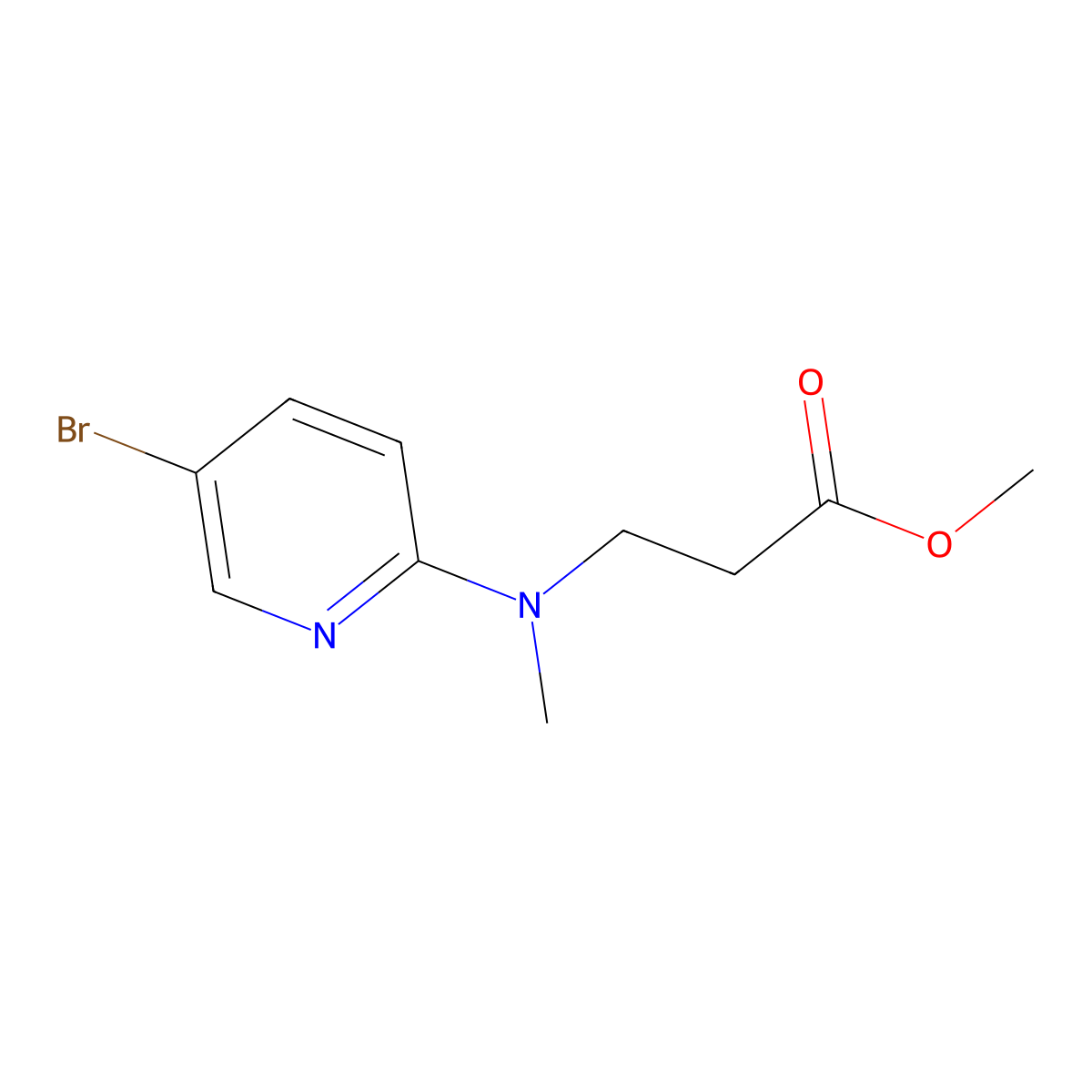 Methyl 3-[(5-bromopyridin-2-yl)(methyl)amino]propanoate molecular structure, CAS 1247225-28-0