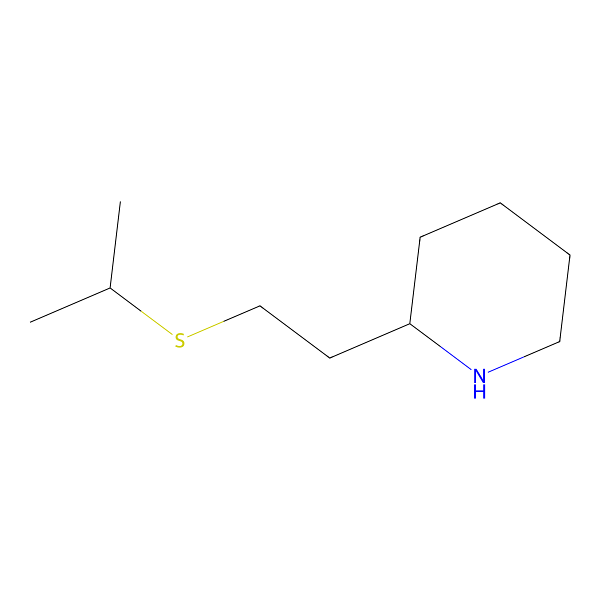 2-[2-(Propan-2-ylsulfanyl)ethyl]piperidine molecular structure, CAS 1247225-52-0
