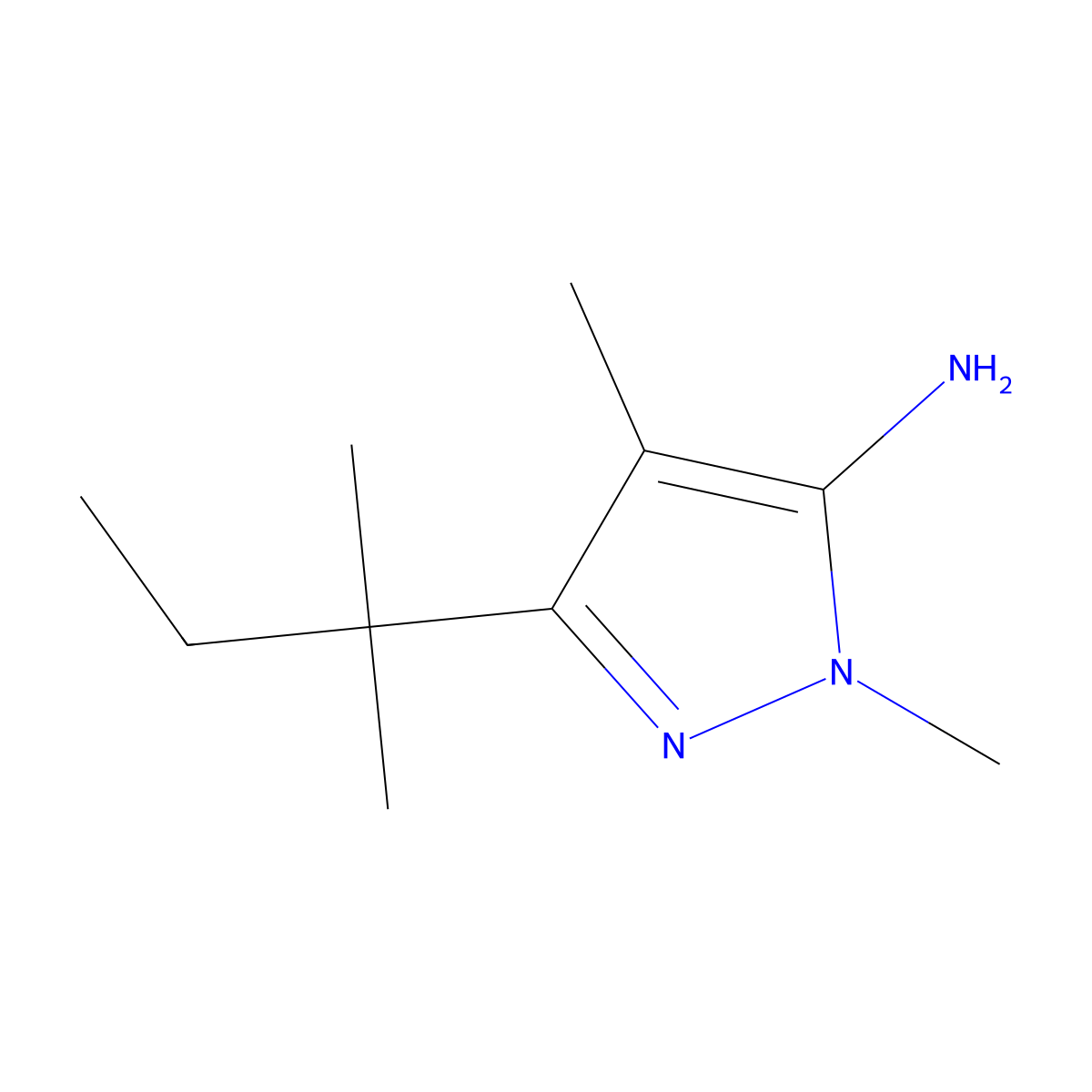 1,4-dimethyl-3-(2-methylbutan-2-yl)-1H-pyrazol-5-amine molecular structure, CAS 1247228-19-8