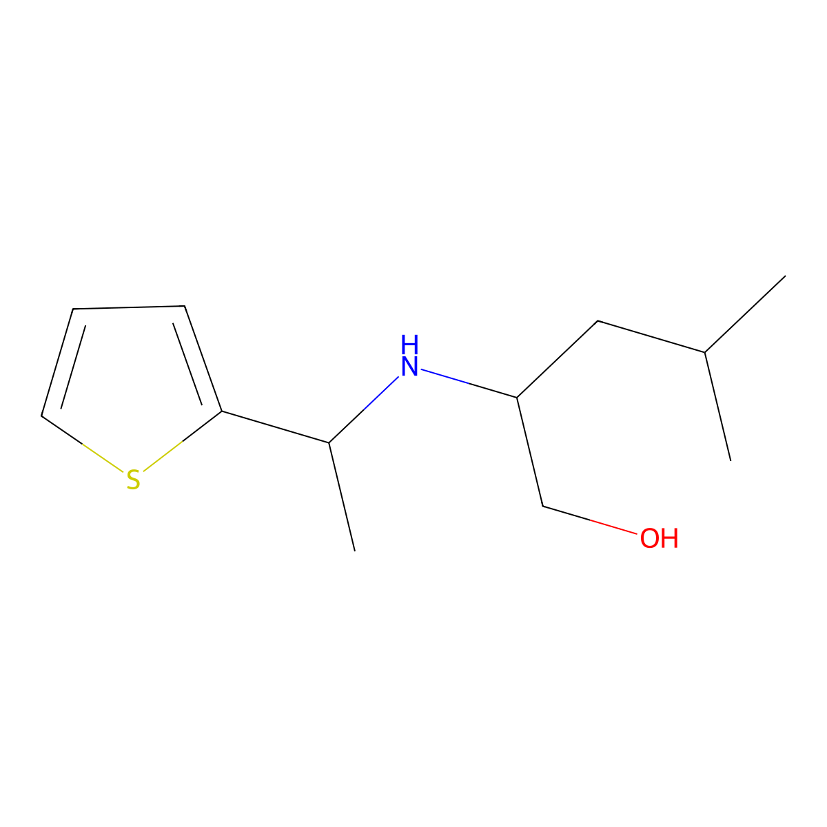 4-Methyl-2-{[1-(thiophen-2-yl)ethyl]amino}pentan-1-ol molecular structure, CAS 1247234-26-9