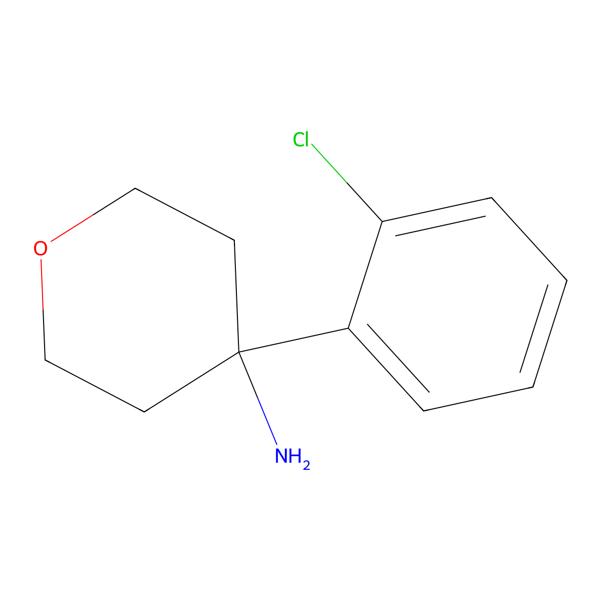 4-(2-Chlorophenyl)tetrahydro-2H-pyran-4-amine molecular structure, CAS 1247236-98-1