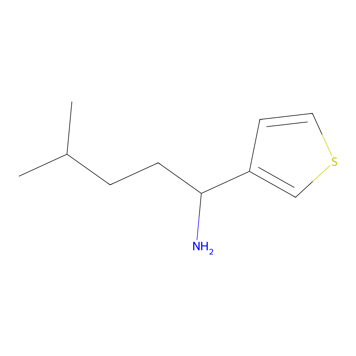 4-Methyl-1-(thiophen-3-YL)pentan-1-amine molecular structure, CAS 1247237-91-7